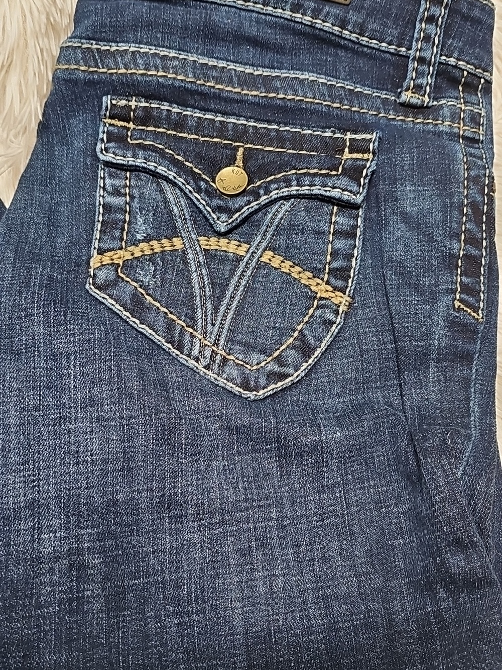 Jeana Kut From the Kloth Dark Wash Boot Cut Embroidered Denim Jeans Natalie 8L - Picture 2 of 11